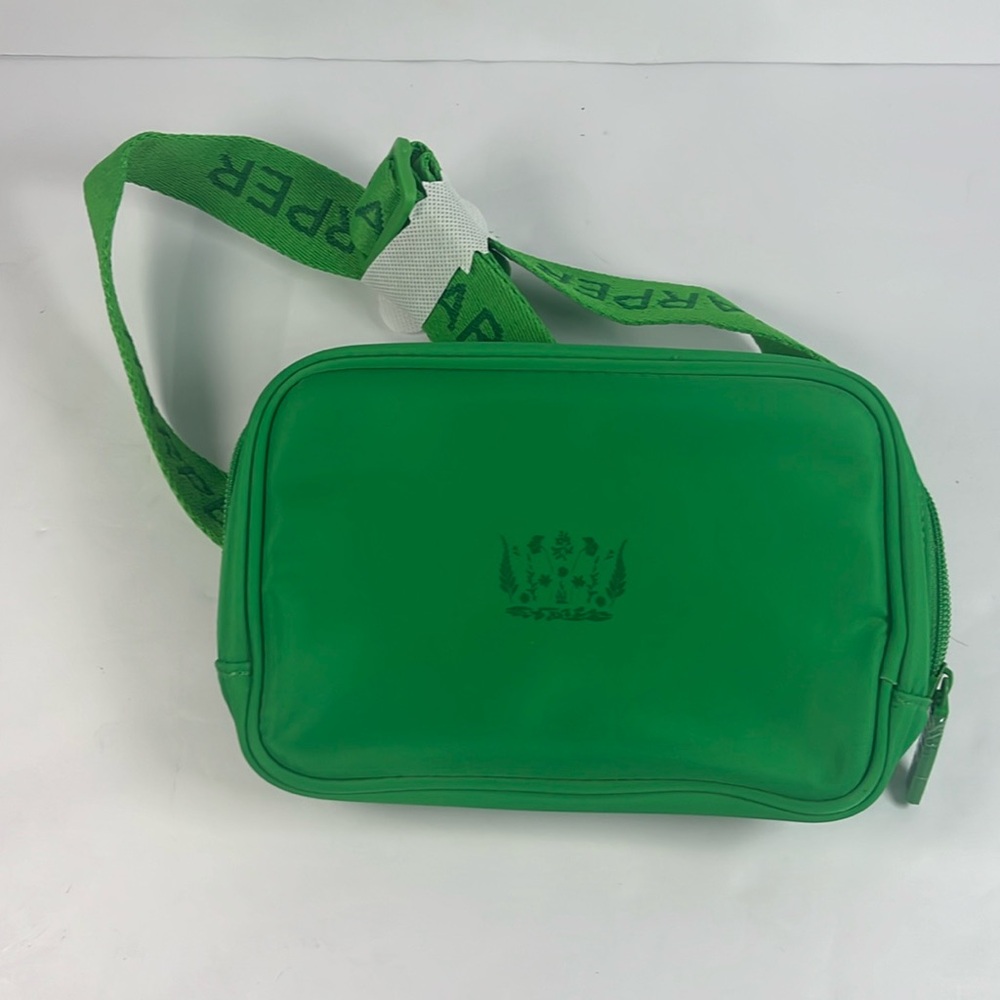 Tata Harper Green Crossbody Bag Fanny Pack Belt Hip purse Zipper Canvas. NEW